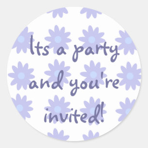 Party Time Collection Purple Floral Classic Round Sticker
