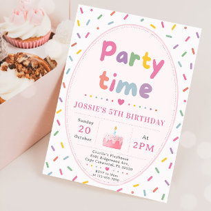 Party Time Colourful Sprinkles Birthday Invitation