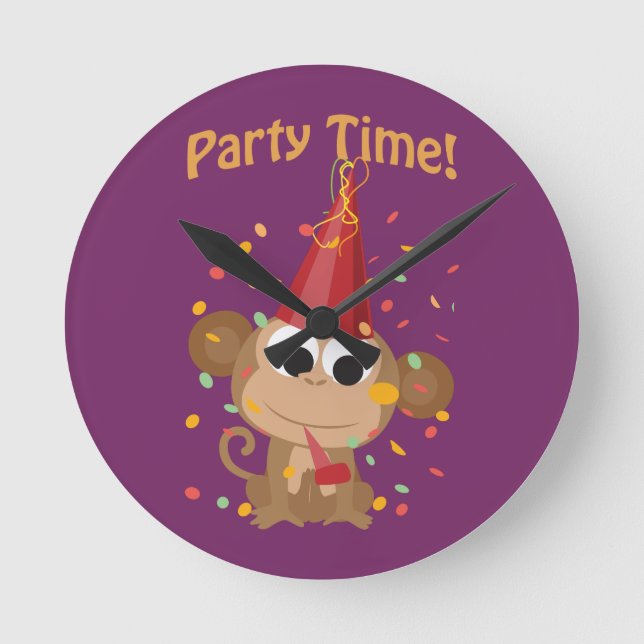 Party Time! Confetti Monkey Round Clock (Front)