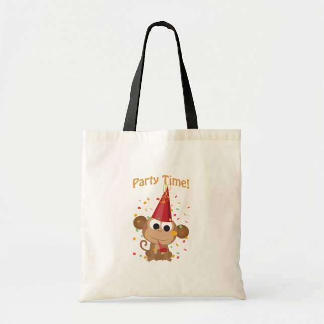 Party Time! Confetti Monkey Tote Bag (Front)