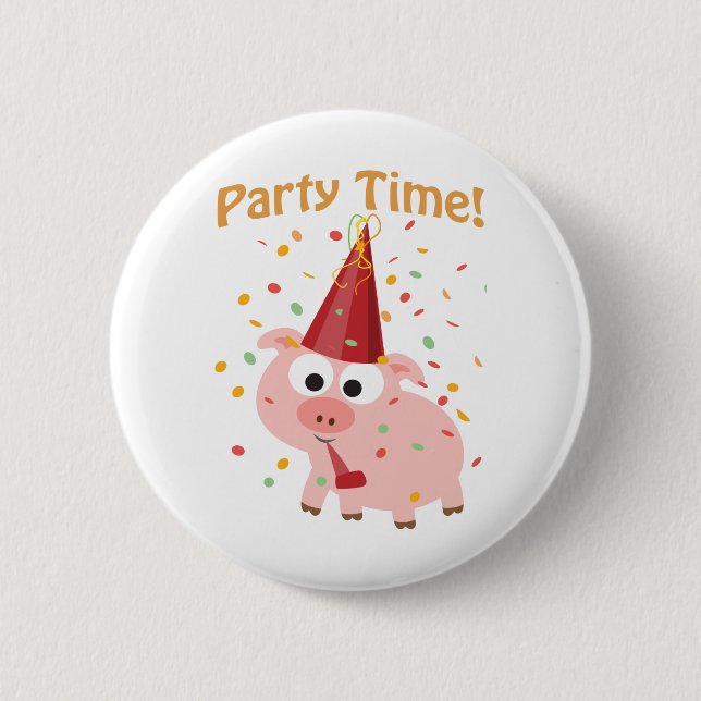 Party time confetti Pig 6 Cm Round Badge (Front)