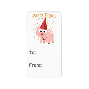 Party time confetti Pig Label