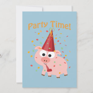 Party Time! Confetti Pig Party Invitation