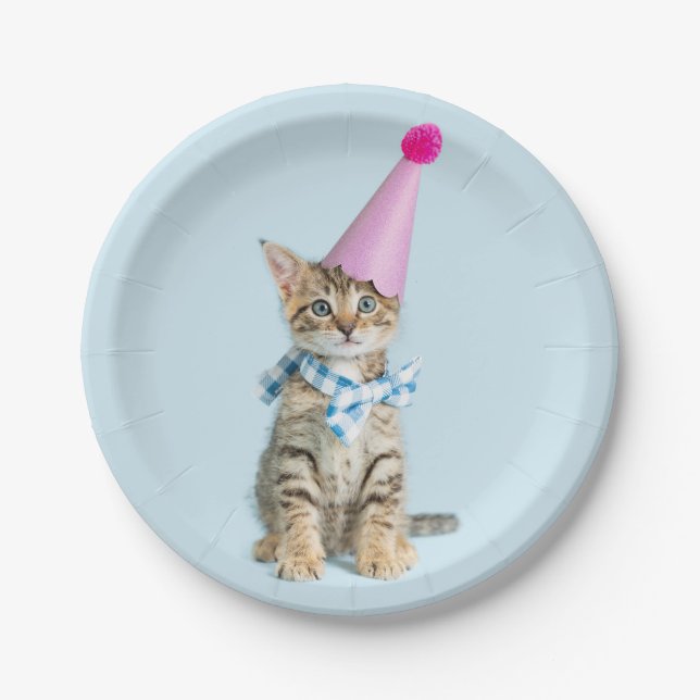  PARTY Time Cupcake Birthday Kitten Celebration Paper Plate (Front)