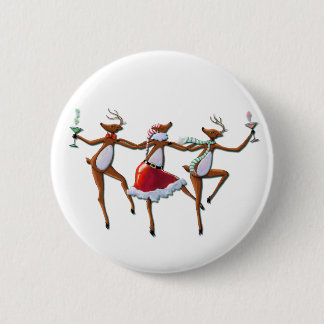 PARTY TIME DANCING REINDEER by SHARON SHARPE 6 Cm Round Badge