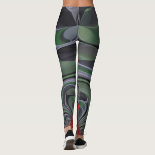 Party Time Eco Green Molten red colourful Abstract Leggings