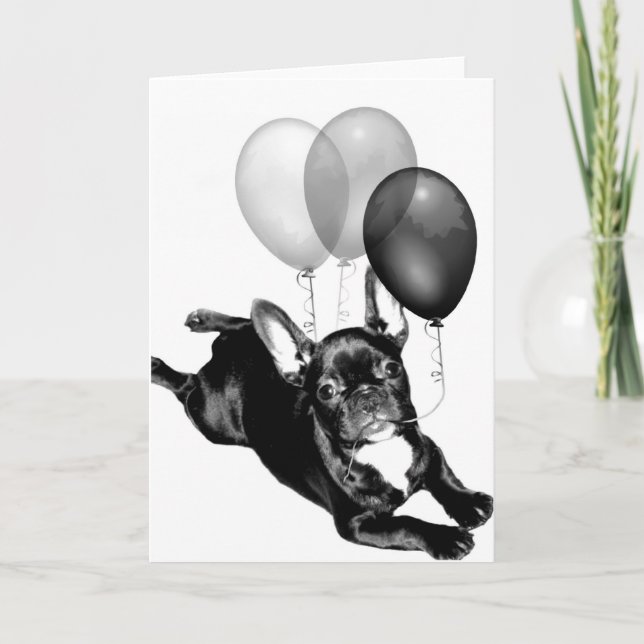 Party time French Bulldog greeting card (Front)