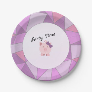 Party Time Girl Pig Paper Plate