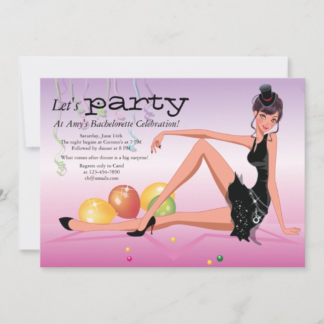 Party Time Girl's Bachelorette Invitation (Front)