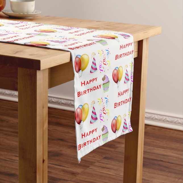 Party Time Happy Birthday Pattern  Short Table Runner (In Situ)