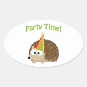 Party Time! Hedgehog Oval Sticker