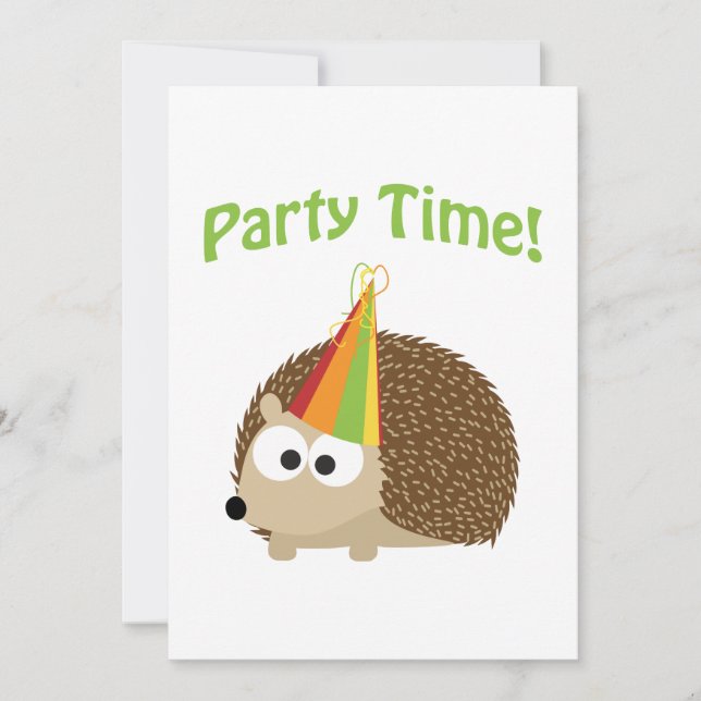 Party Time! Hedgehog Party Invitation (Front)