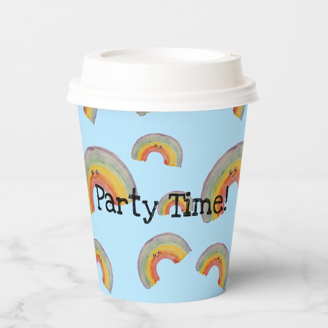 Party Time! Kawaii Rainbow Paper cup (Front)