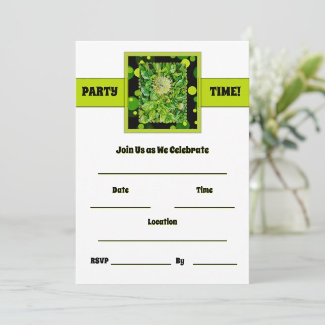 Party Time - Lime Green Invitation (Standing Front)