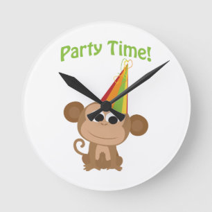 Party time monkey round clock
