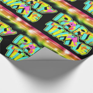 Party Time Neon Colours Disco Ball Lights Wrapping Paper