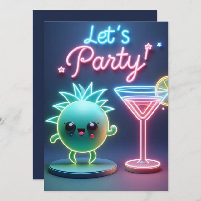 Party Time Neon Green Invitation (Front/Back)