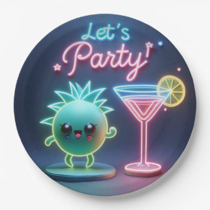 Party Time Neon Green Paper Plate