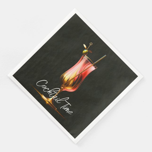 Party Time Neon Modern Personalised Napkin (Corner)