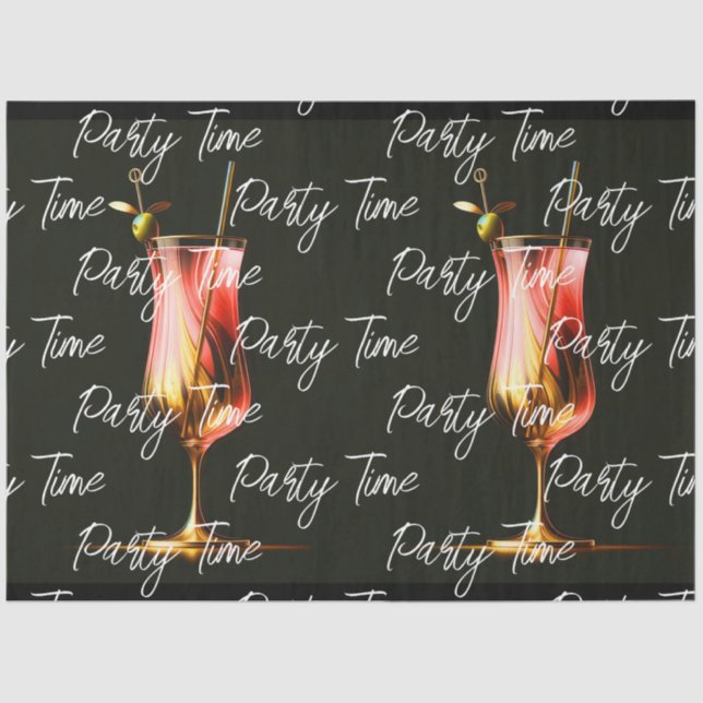 Party Time Neon Modern Personalised Tissue Paper (Front)