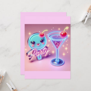 Party Time Neon Pink Invitation