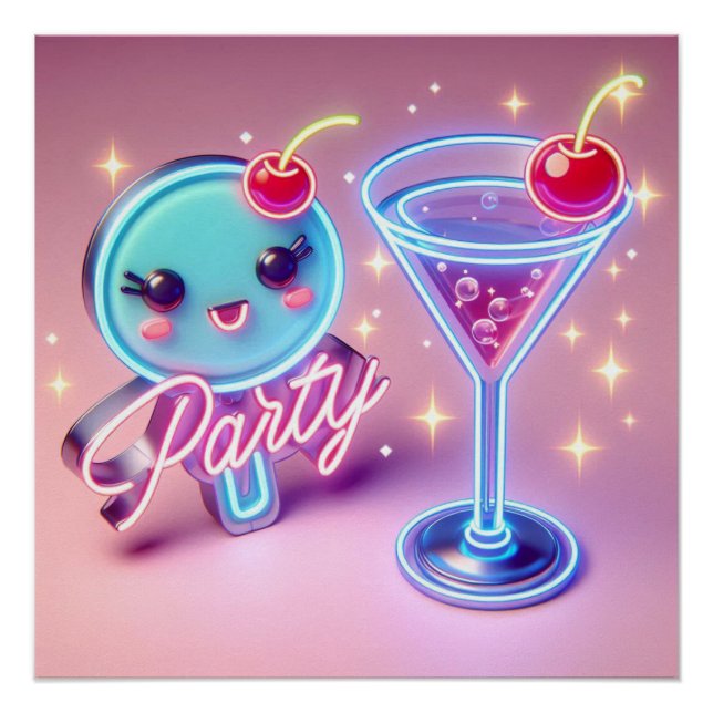 Party Time Neon Pink Poster (Front)