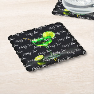 Party Time Neon Popular Personalised Paper Coaster