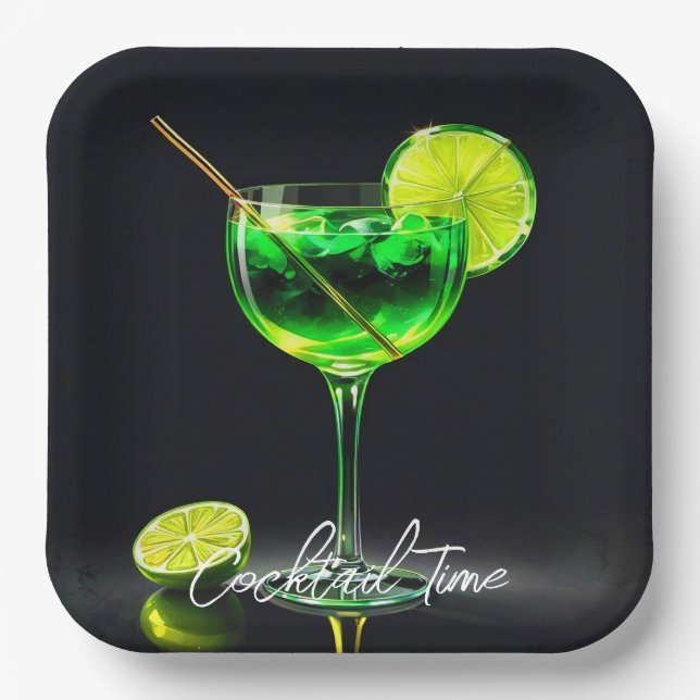 Party Time Neon Popular Personalised Paper Plate (Front)