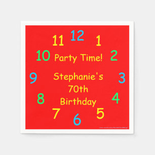 Party Time Paper Napkins, 70th Birthday, Red Napkin