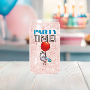 PARTY TIME! Party Possum Funny Floating Opossum Can Glass