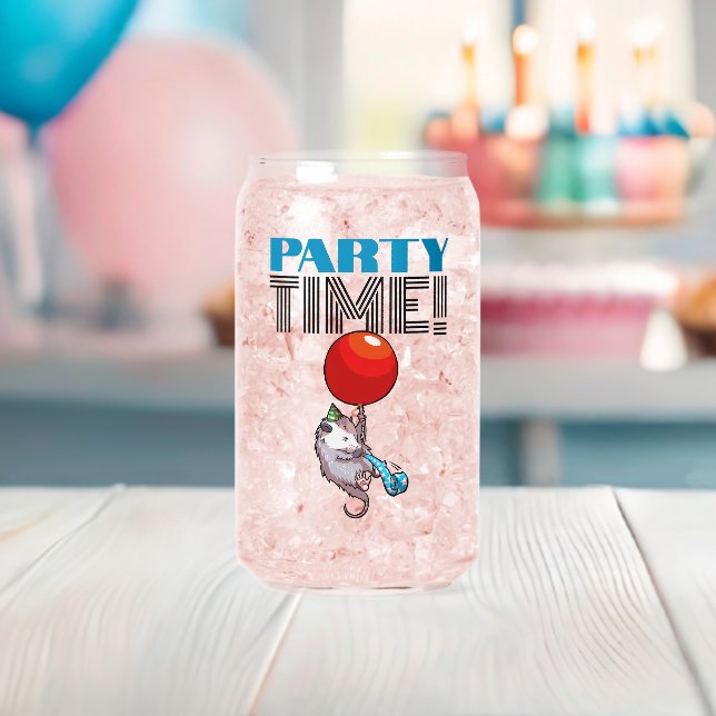 PARTY TIME! Party Possum Funny Floating Opossum Can Glass (Insitu (Baby Shower))