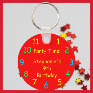 PARTY TIME Personalised Name, 9th Birthday Key Ring