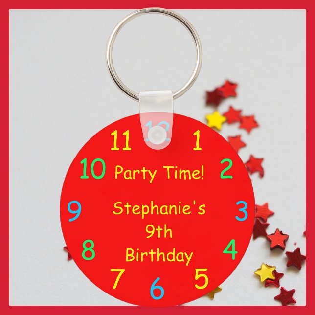 PARTY TIME Personalised Name, 9th Birthday Key Ring (Creator Uploaded)