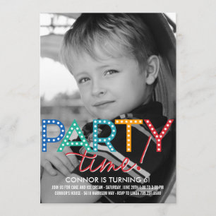 Party Time Photo Birthday Invitation