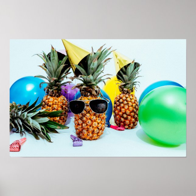 Party Time Pineapples with Party Favours Small Poster (Front)