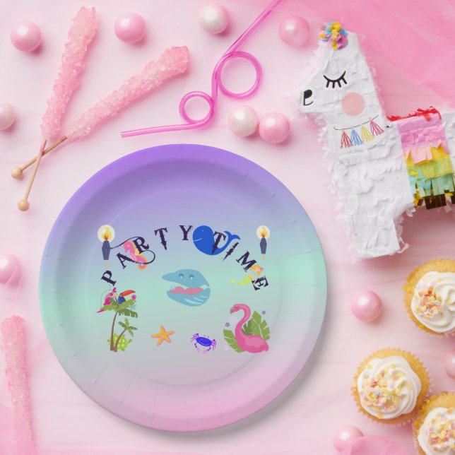 Party Time Sea Critters Celebration Paper Plate (Party)