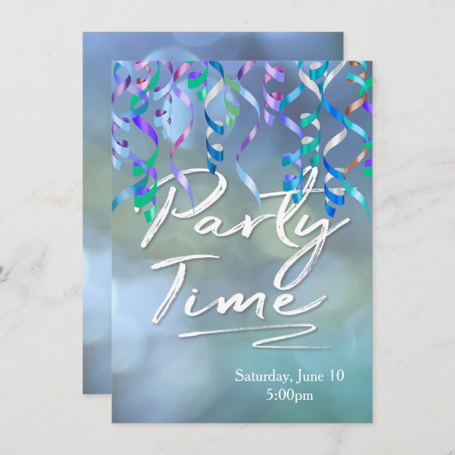 Party Time Streamers Invitation (Front/Back)