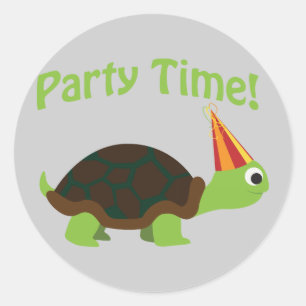 Party Time! Turtle Classic Round Sticker