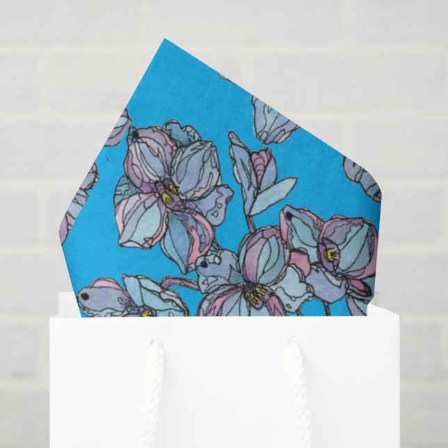 Party Tissue Paper - Abstract Delphiniums (Gift Bag)