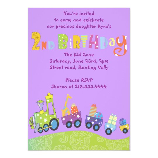 Party Train 2nd Birthday Happy Party Invitation