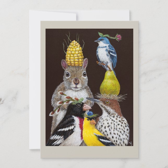 Party Under the Feeder flat card (Front)