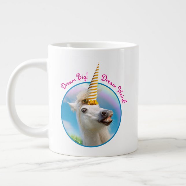 Party Unicorn Horse And Rainbow Large Coffee Mug (Left)