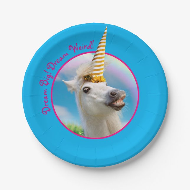 Party Unicorn Horse And Rainbow Paper Plate (Front)