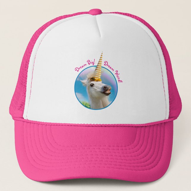 Party Unicorn Horse And Rainbow Trucker Hat (Front)