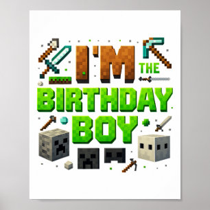 Party Video Gamer Pixel Number I'm The Birthday Bo Poster