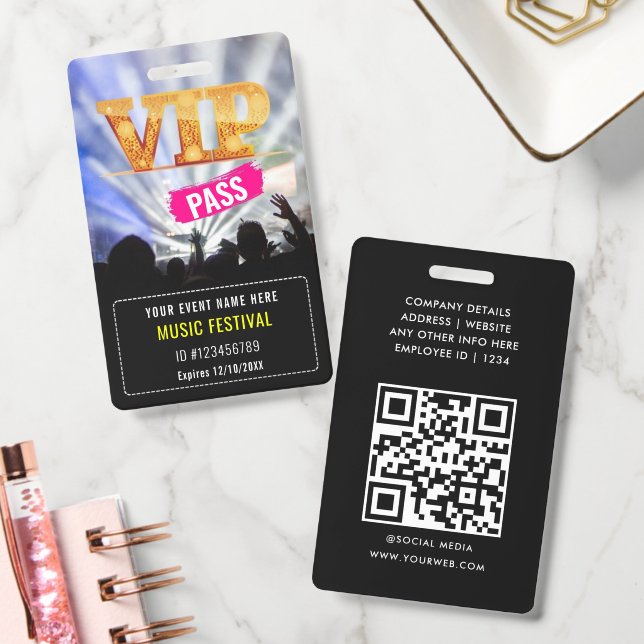 Party VIP Pass QR Code Badge ID Badge (Office)