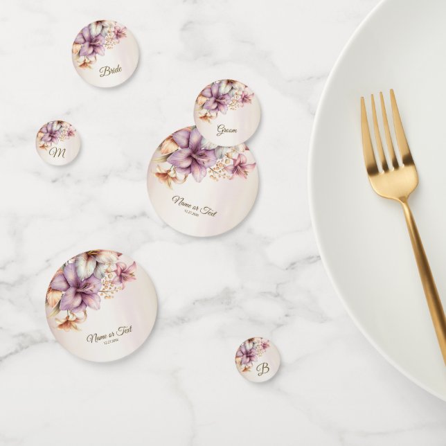 Party Watercolor Boho Pink Flowers Elegant Confetti (Group)