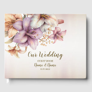 Party Watercolor Boho Pink Flowers Elegant Guest Book
