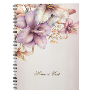 Party Watercolor Boho Pink Flowers Elegant Notebook