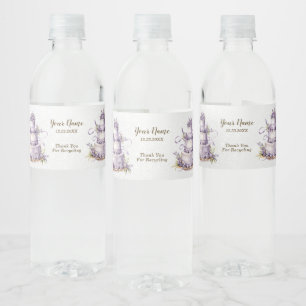 Party Watercolor Cake Lavender Floral Elegant Water Bottle Label